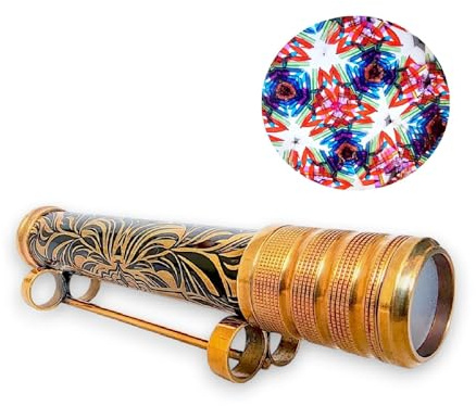 ANTIQLICIOUS Kaleidoskop aus Messing – Erstellen Sie lebendige, sich ständig verändernde Designs mit handgefertigter Eleganz – perfektes dekoratives Stück für alle Altersgruppen