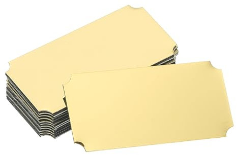 sourcing map 12 Pcs Blank Name Plates, 2 x 1 Engraved Metal Name Plate Laser Strong Adhesive Nameplate Anodized Aluminium Custom Blank Plates for Signs DIY Crafts, Gold Notched Corner
