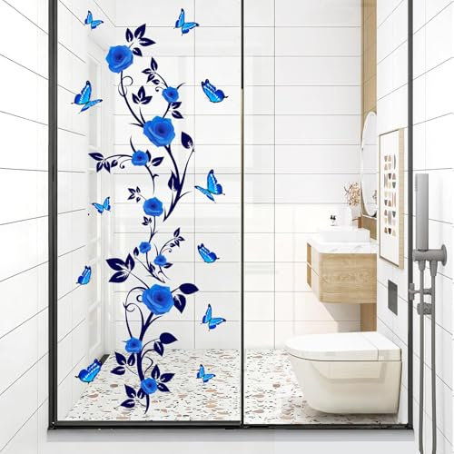 TOARTI Wandtattoo Blumenranken Rot Blumen Rosen Wandtattoo Wanddeko Blumenranke Aufkleber Sticker Wandaufkleber Hintergrund für Schlafzimmer Zuhause Dekoration Wohnzimmer