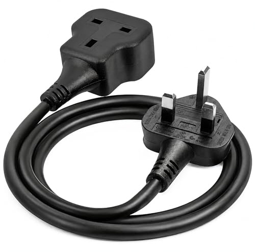 UK Extension Lead 13A Fused, 1 Gang Single Mains Power Socket, 1M | 13A Fused UK Extension Lead With Single Socket, Durable Black Cable And Compact Design For Home, Office And Kitchen Use