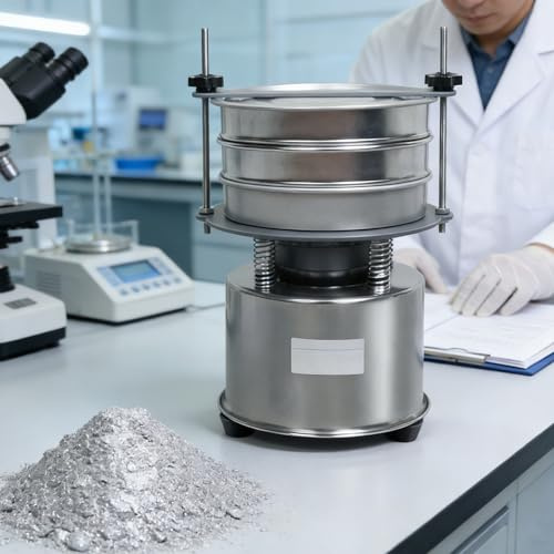 vnmudzeo Setaccio Vibrante Elettrico, Setaccio in Acciaio Inox da 8-16 Maglie, Setaccio Vibrante Automatico da 1400-1680 Battiti/Min, per Panificazione, Cucina E Laboratorio 14mesh
