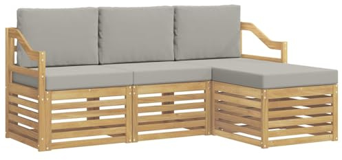 vidaXL Outdoor-Sofagarnitur 4 pcs Weiß und Hellgrau, Garten-Sofa, modernes Lounge-Set, entspannende Möbel für Terrasse, ideal zum Chillen