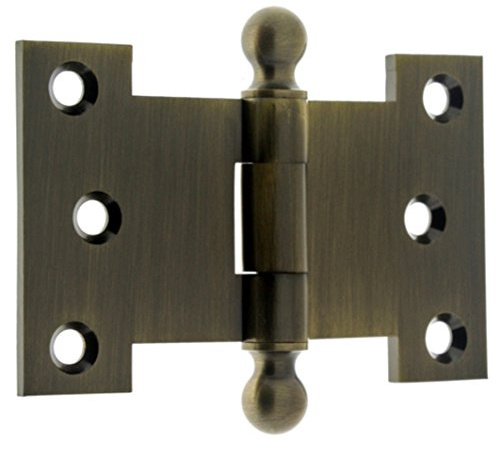 IDHBA 80254-005 Professional Grade Quality Solid 2-1/2 x 4 Parliament Hinges with Ball Finials (Pair), Antique Brass, 2-1/2 x 4-Inch