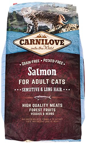 Carnilove Trockenfutter für Katzen, Erwachsene, Langhaar, Lachs, 6 kg (1er Pack)