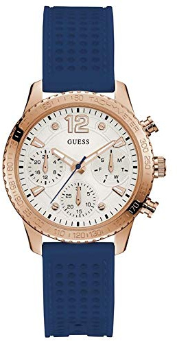 Guess Analoge Damenuhr Quarz mit Kautschukarmband W1025L4, weiß, Riemen