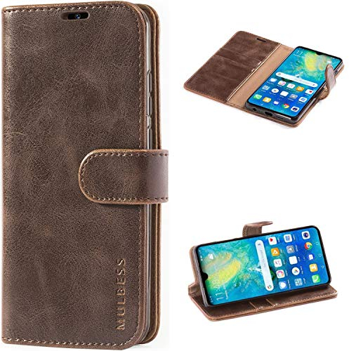 Mulbess Handyhülle für Huawei P30 Hülle Leder, Huawei P30 Handy Hülle, Vintage Flip Handytasche Schutzhülle für Huawei P30 Case, Kaffee Braun