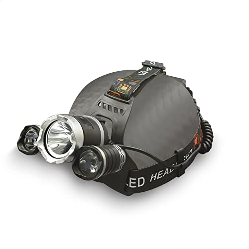 EUROXANTY- Linterna Frontal Led Recargable de Alta Potencia 9000 Lúmenes | con 4 Tipos de Luz Ideal para Camping Pesca Ciclismo Carrera Caza y Más Deportes