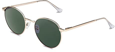 CLANDESTINE - Gafas de Sol Unisex - Modelo Orbita - Color Verde y Dorado - Cristales de Nylon de Color Verde Oscuro con Filtro HD - Protección UV 400-135 x 49 mm