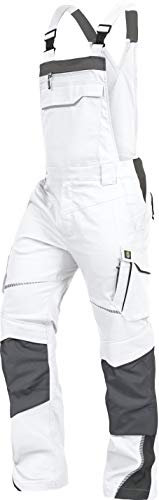 TRIUSO Leib Wächter Flex-Line Herren Latzhose flexibel mit Spandex (weiß/grau, 26)