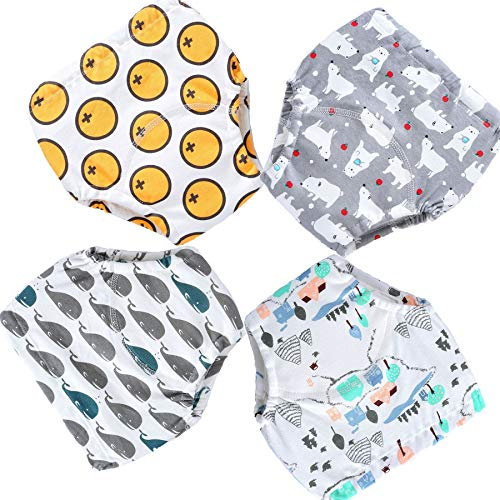 Fanny Baby Windelhose Windeln Trainerhosen Kinder Wiederverwendbar Baumwolle Training Unterwäsche Lernwindel Töpfchen Hose 4er Pack Windeln für 1-4 Jahre (B, L-100CM)