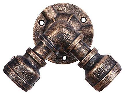 YFMYY V Typ Wasser-Rohr-Wand-Licht-Scheinwerfer Industrie Retro Vintage-Wand-Lampen-Leuchter Metall Schmiedeeisen Double Head Sconce Wandleuchte for Aisle Loft Bar Restaurant Clothing Store