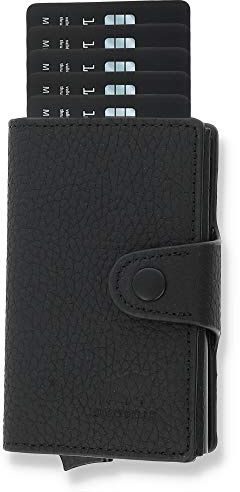 NEU: SOLO PELLE® Slim Wallet Mondo ohne Münzfach [bis zu 13 Karten] Slimwallet [RFID-Schutz] Kartenetui [Leder] Smart Wallet für Männer und Damen (Matt Schwarz (2020))