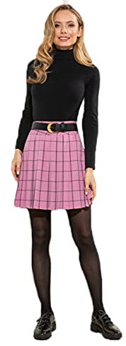 Bluemary Mini gonna a pieghe, con motivo a quadri Colore: rosa. 44