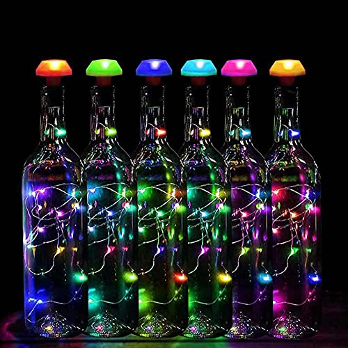 Yuehuamech 6 Pack Solar Bottle Lights Waterproof Solar String Colorful Lights Copper Wire Fairy Lights for Wedding Party Holiday Garden Patio Bar Decor