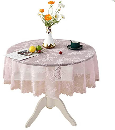 Runde rosa Spitze Tischdecke Vintage Classic Lace Lightweight Tischdecke Tischdekoration 200cm Rund