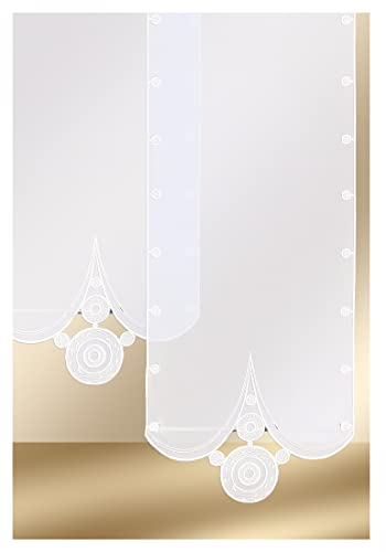 Flächengardine Circle aus Plauener Spitze Schiebevorhang Stickerei in weiß HxB 130 x 60 cm