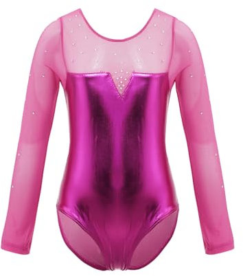 Freebily Body Pattinaggio Artistico Bambina Blu e Bianco Brillante Strass Fiore di Neve Leotard Ballet Body Ginnastica Ritmica Ragazza Gara 2-8 Anni Rosa 3-4 anni