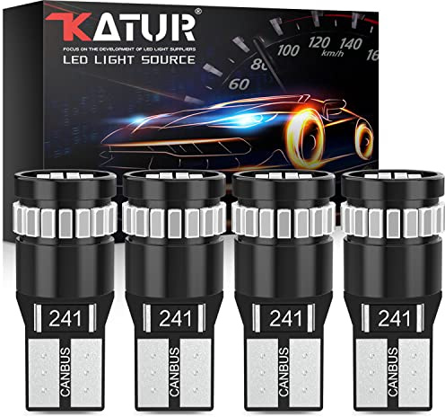 KATUR 194 LED Light Bulb Brilliant Red Super Bright 168 2825 W5W T10 Wedge 24-SMD 3014 Chipset LED Replacement Bulbs CANBUS Error Free for Car Dome Map Door Courtesy License Plate Lights (4pcs,Red)
