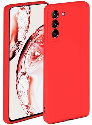 ONEFLOW Soft Case für Samsung Galaxy S21 Hülle aus Silikon mit Kameraschutz, Silikonhülle mit erhöhtem Schutz fürs Display, Backcover Schutzhülle, weiche Handyhülle, Rot