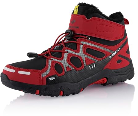 Fusskleidung® Damen Herren Wanderschuhe warm gefütterte Rot Schwarz Weiß EU 44