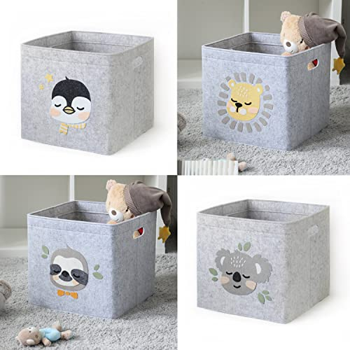 Lucky Sign Aufbewahrungsbox Kinder faltbar Spielzeugkiste aus Filz Aufbewahrungskorb Wickeltisch für Kinderzimmer, 4er Set - Kombination 2