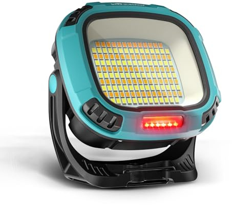 WARSUN Linterna Taller LED Recargable, 4000 Lumens COB Luz de Trabajo Linterna de Temperatura de Colores Ajustable Portátil Linterna con Base Magnética y Gancho para Taller Cámping Emergencia