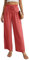 QIXING Weite Hosen Damen High Waist Palazzo Hose Gerade mit Taschen Yoga Stoffhose Damen Elegant Sommer Damenhose mit Gummizug (Koralle, M)