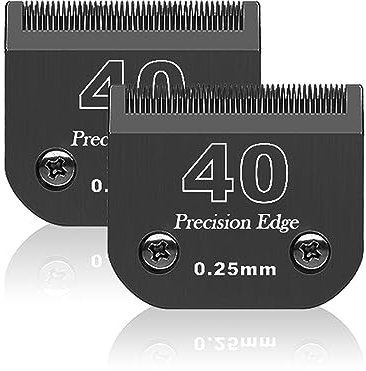Ersatzklinge für die Hundepflege, kompatibel mit der Serie Heiniger/Moser Max45/Andis/Oster A5/Wahl 10 km Serie, Haarschneider für Hunde, Größe 40 1/100 Zoll (0,25 mm), Schnittlänge, 2 Stück, Schwarz
