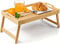 Avilia Vassoio per Colazione a Letto in Bambù con Piedini Pieghevoli - Elegante Tavolino da Letto per Colazione - Vassoio Multifunzionale - 50x30x21cm (Legno Naturale)