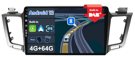 BXLIYER -[Eingebaut DAB]- Android 14 IPS Autoradio für Toyota RAV4 (2013-2018) - Kabellos Carplay/Android Auto - 4G+64G - LED Kamera + MIC - 10.1 Zoll 2 Din - Lenkradsteuerung Fast-Boot 360-CAM WiFi