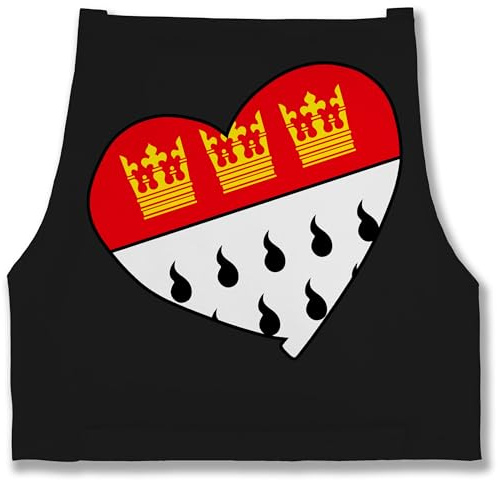 Shirtracer Schürze - Karneval & Fasching - Erwachsene - Köln Wappen Herz I Geschenk für Köln Fans - 85x69 - Schwarz - männer kochen koln faschings kölle carnival koeln rosenmontag kölln fasent krone