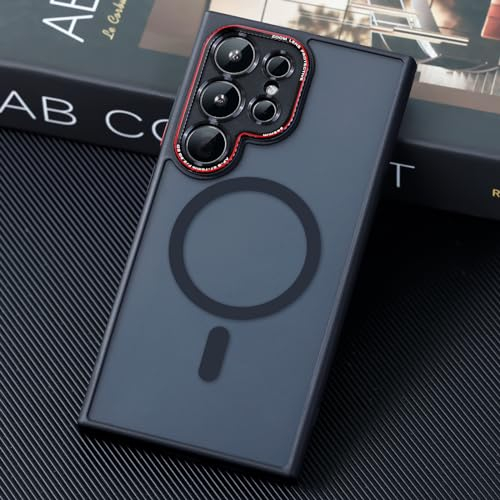 JUESHITUO Verteidiger Serie für Samsung Galaxy S24 Ultra Hülle für MagSafe (Mit Integrierter Kameraschutz) [TOP N56 Starke Magnete] Stoßfest Kratzfest Handyhülle Galaxy S24 Ultra Case Titan Schwarz