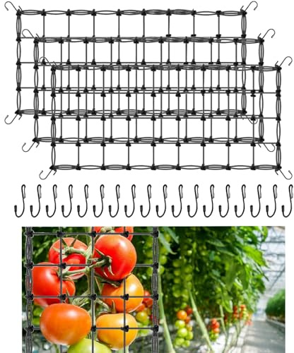 Tefola Wachstumszeltnetz, 60 x 120 cm, Hydrokultur-Zelt, elastisches Netzzelt für Pflanzen, flexibles Pflanzenstütznetz mit Haken, Pflanzenzelt für Topfpflanzen, Obst und Gemüse, 3 Stück
