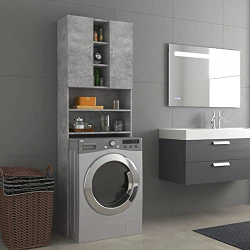 Cosisti Meuble pour Machine à Laver Meuble de Rangement Meuble Lave Linge étagère Machine a Laver Meuble Lave Linge Sèche-Gris béton-Type 3
