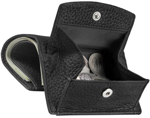 Karmiir RFID Bloquage Petit Portefeuille en Cuir pour Femmes avec Poche de Pièce de Monnaie, Mini Trifold Femmes Portefeuille avec Cash Slot et Porte-Cartes, Minimaliste, Noir
