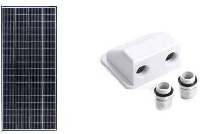 enjoy solar PERC Mono 200W 12V Solarpanel Solarmodul Photovoltaikmodul & ABS 2-FachKabeldurchführung Solarmodul Haltespoiler in Weiß, ideal für Wohnmobile Caraven Boot
