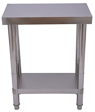 SICHENSH 2 Böden Edelstahlregal Gastro Schwerlastregal Küchenregal Edelstahl mit Tischfußpolster Edelstahlregal Gastronomie Geeignet für Küchen, Geschäfte oder Garagen (60x30x85 cm)