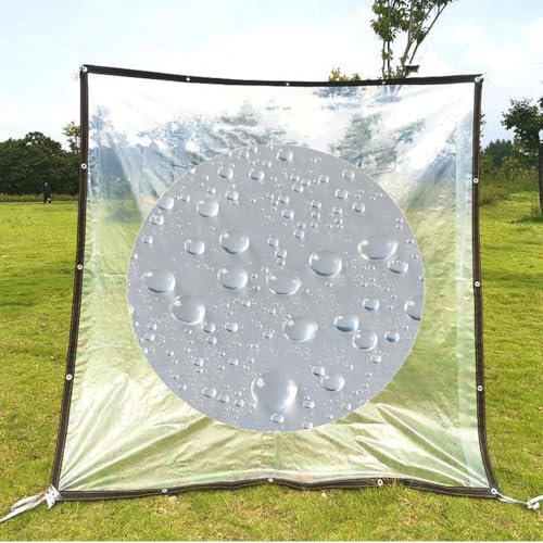 YHBZ Hochbelastbare Klar Zeltplane,wasserdichte durchsichtige Plane,Weiche Glasabdeckung mit Ösen,PVC Reißfeste Abdeckplane,Regensichere Markise,für Patio Outdoor Camping,4x6m/13 * 19.7ft-T