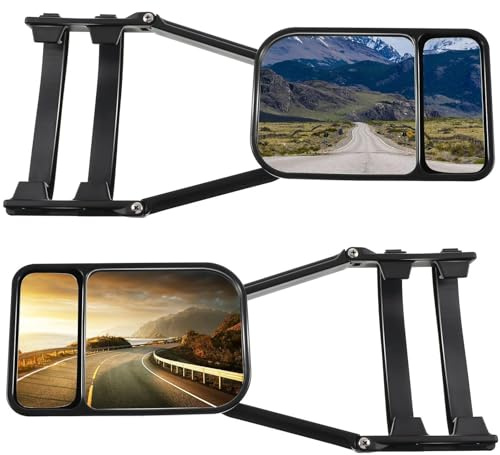 BOROCO Wohnwagen Spiegel Auto, 2 Stück Universal Zusatzspiegel 185x120mm, 360° Verstellbare Tote Winkel Spiegel, alle gängigen Fahrzeugtypen