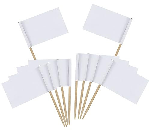 100pcs Food Labels for Buffet,Food Flags,Party Food Labels,Blank Toothpick Flags Kraft Paper Food Labels (3.5 * 2.5cm) Fruit Picks for Party Food