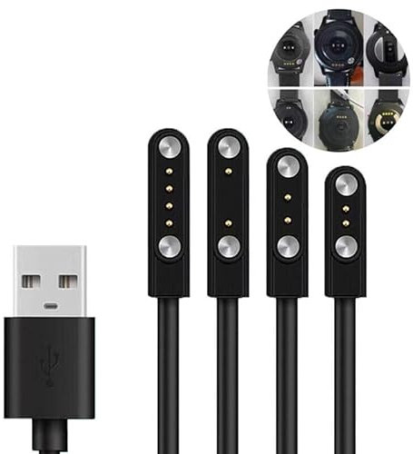 BRAVECOW Watch-Ladegerät Magnetisches Smartwatch-Zubehör USB-Kabel 2/4-poliges magnetisches Saugladegerät Adsorption USB-Datenleitung für Smart Watch (2.84mm 2Pin)