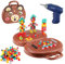 Montessori Play Toolbox, Montessori Spielzeugkiste Steckspiel Mit Bohrmaschine Montessori Spielzeug ab 3 Jahre,3D Puzzle Mosaik Toy Creativity Tool Box with Drill für Kinder von 3-12 Jahren