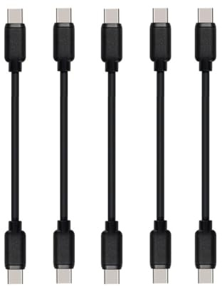 JuSoFU Lot de 5 câbles USB C-C de 10,2 cm, pour iPhone 16/15/Pro, iPad 10e génération, iPad Mini 6e, iPad Air 4e/5e, Samsung Galaxy S24/S23/S22/S21/S20/S10/S9/S8, tablettes, etc. (noir, 10,2 cm)