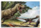 FYUER Dinosaurier-Poster Tyrannosaurus Rex Chase prähistorische Dinosaurier, dekoratives Gemälde, Leinwand, Wandkunstwerk, Bild, 30 x 45 cm