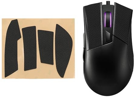kwmobile Almohadillas Antideslizantes Compatible con ASUS ROG Gladius II Pegatinas para ratón - Pegatinas Agarre para Raton Gaming de Cuero PU - Negro
