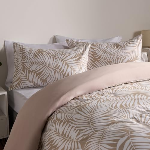 OHS King Size Duvet Set Tropical Print, Ultra Soft Cosy Warm Fabric Stylish Nature Inspired Tropical Leaf Design King Size Duvet Cover & 2 Pillowcases, Natural
