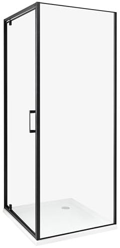 Cabina de ducha cuadrada de vidrio templado una puerta negro 70 x 70 x 185 cm Darli