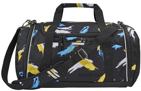 coocazoo Sporttasche „Crazy Artnight“, schwarz-blau, Hauptfach, Nasswäschefach, Seitentasche, Reflektoren, 20 Liter, ab der 3. Klasse