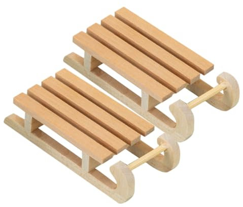 Abaodam Miniatur Schlitten 2st Schlitten Aus Holz Schlittenverzierung Puppe Weihnachtsschlitten Leer Weihnachtsmärchengartendekoration Miniatur-hausbausatz Miniaturschlitten Zum Basteln Figuren Birke