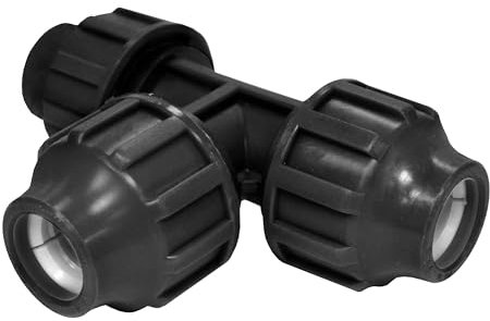 S&M 725425 – Te con Bocas Iguales de Polietileno Ø 40 mm de Color Negro | Diseñado como Enlace rápido para tuberías de riego de 40 mm, resiste Altas presiones